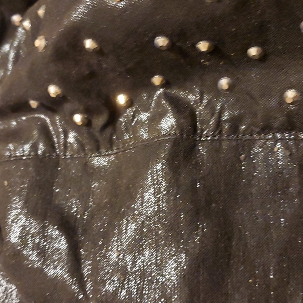 Joan Boyce designed hobo purse, Black shiny fabric,lined,lots of pockets inside - Picture 3 of 8